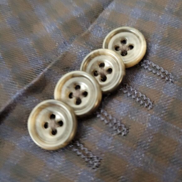 Daniel Hechter Paris 42L Wool Polyester Viscose Navy Blue Plaid Two-Button Front - Picture 9 of 12